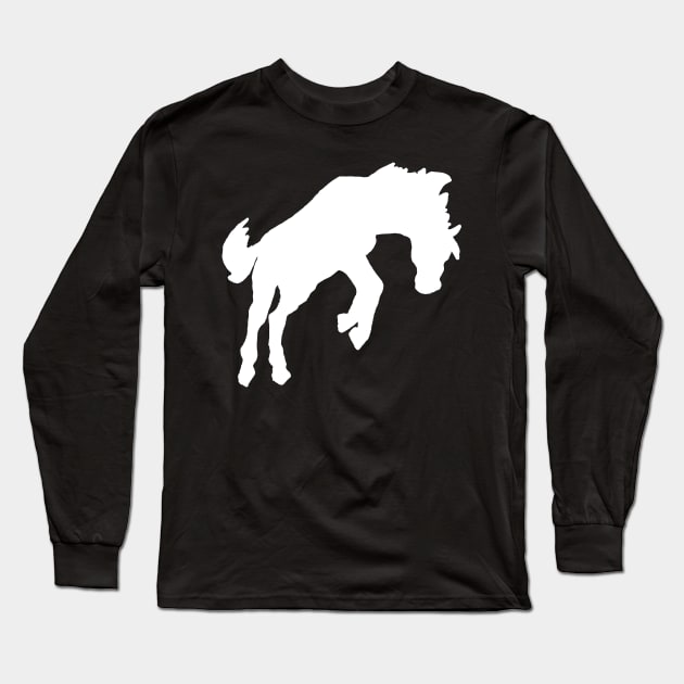 bucking horse white Long Sleeve T-Shirt by Shyflyer